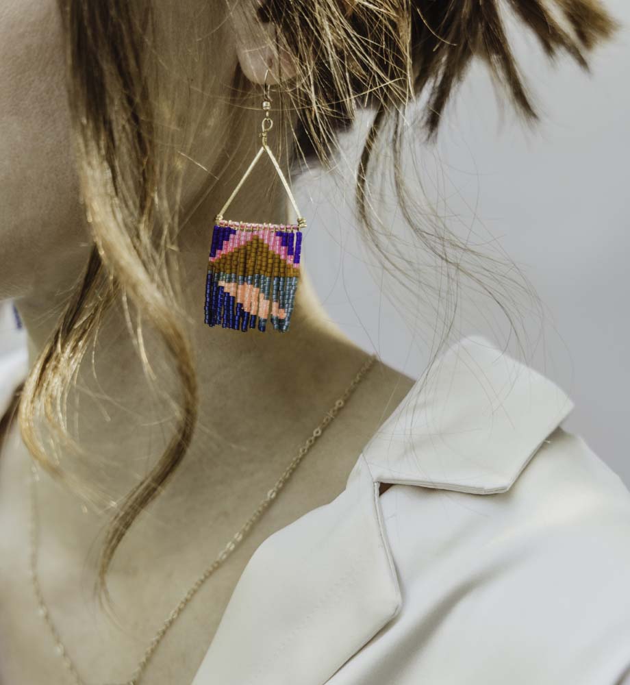 Multi-colored woven earrings